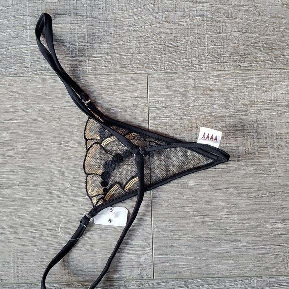 NWT Geisha knicker Black/Gold with string back. Size Medium - Picture 3 of 4